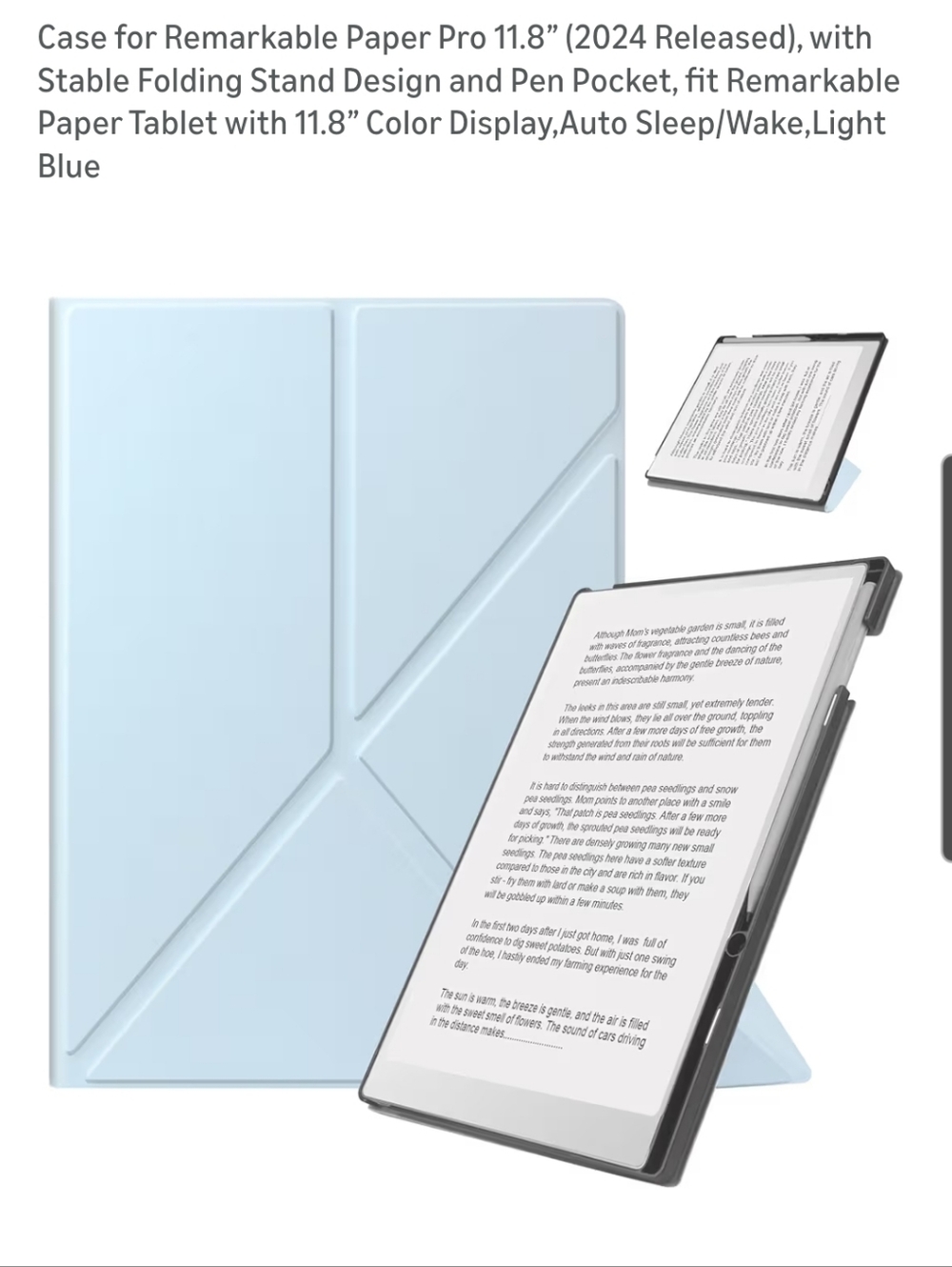 2 Cases For Remarkable Paper Pro 11.8 Black And Light Blue